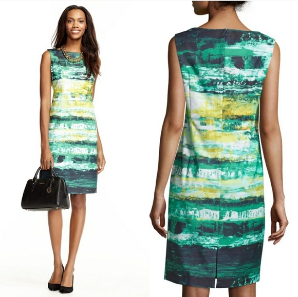 Lafayette 48 Green Abstract Stripe 
